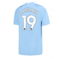 Dres Manchester City Julian Alvarez #19 Domáci 2023-24 Krátky Rukáv